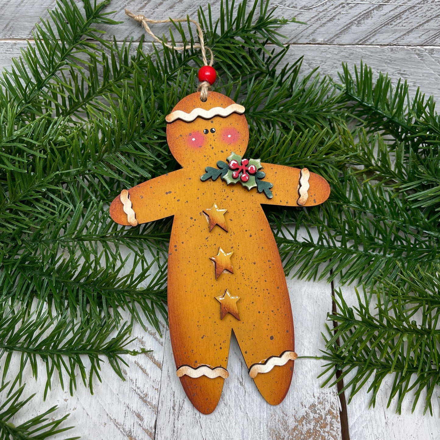 Primitive ginger ornament trio Out of the Wood