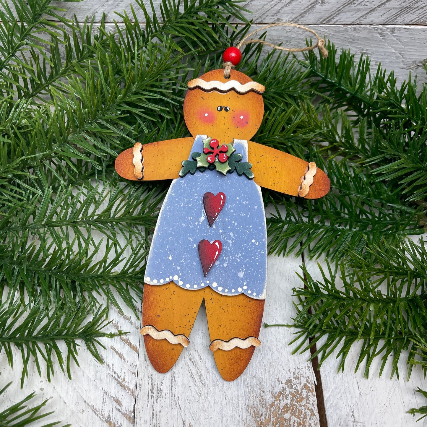 Primitive ginger ornament trio Out of the Wood