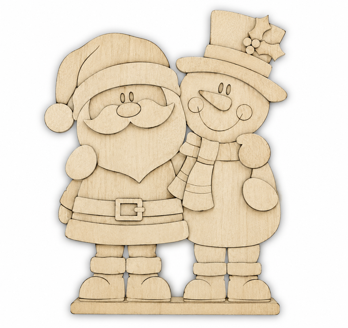 Santa e snowman Hugs Out of the Wood