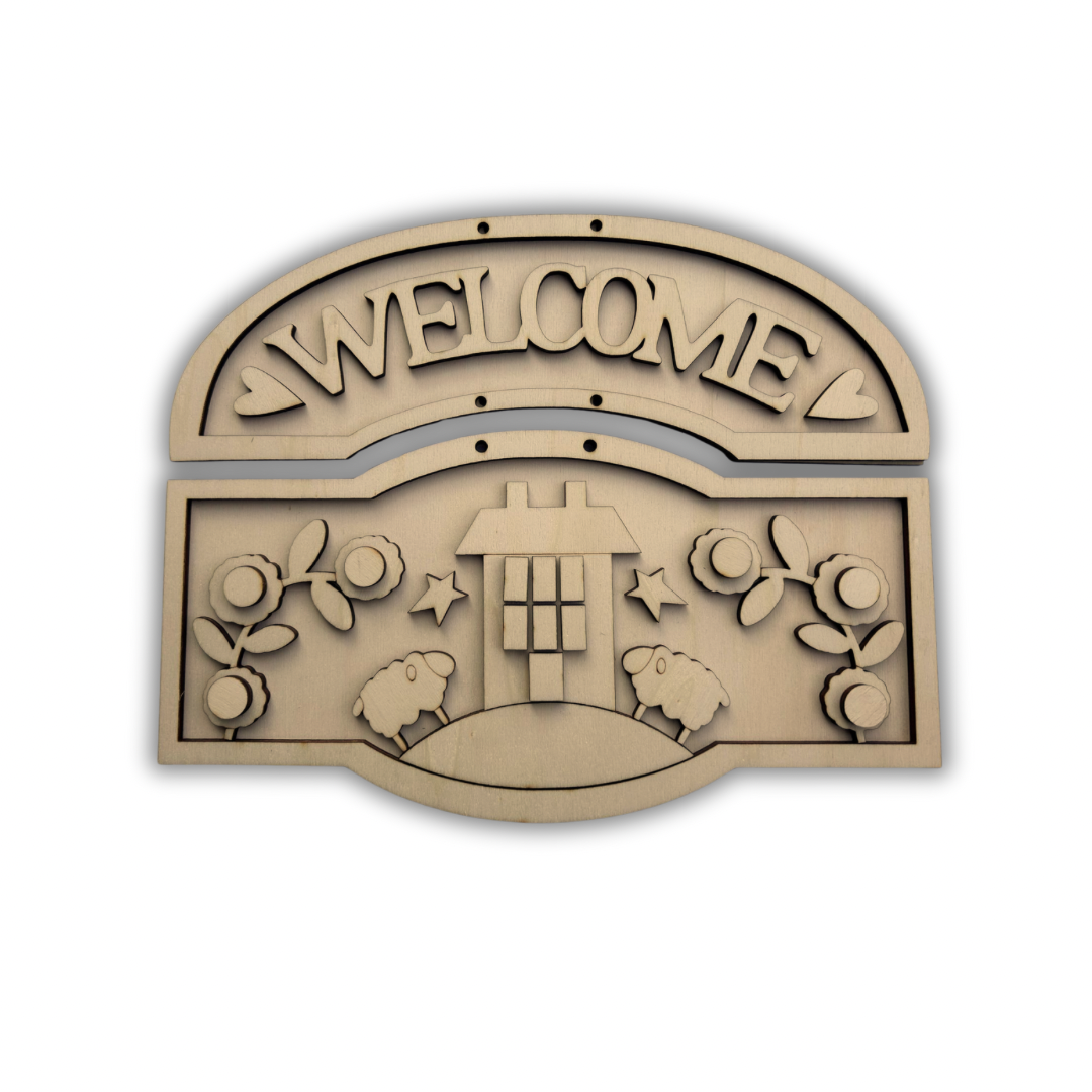 Insegna welcome primitive house Out of the Wood