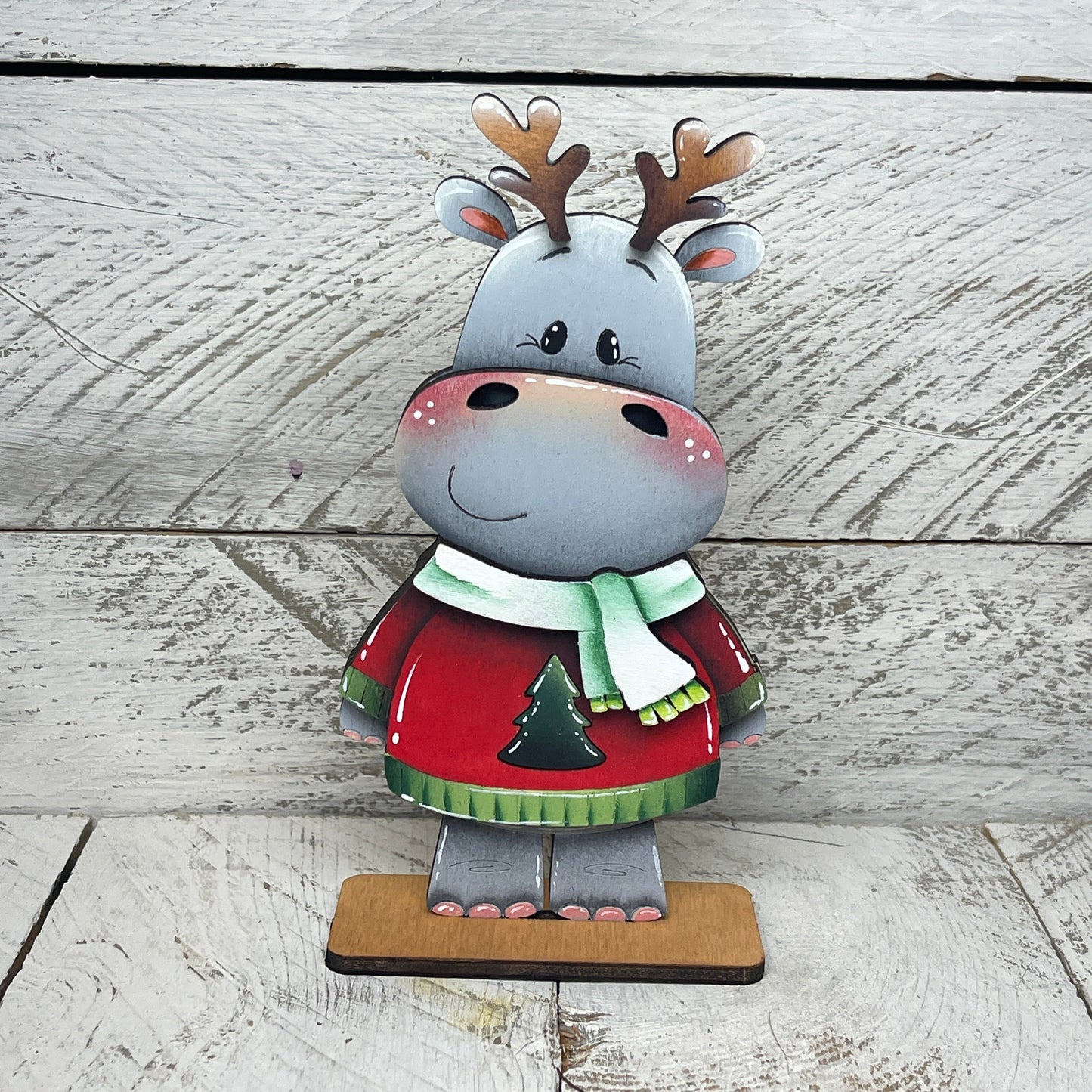 Ippopotami natalizi con piedistallo Out of the Wood