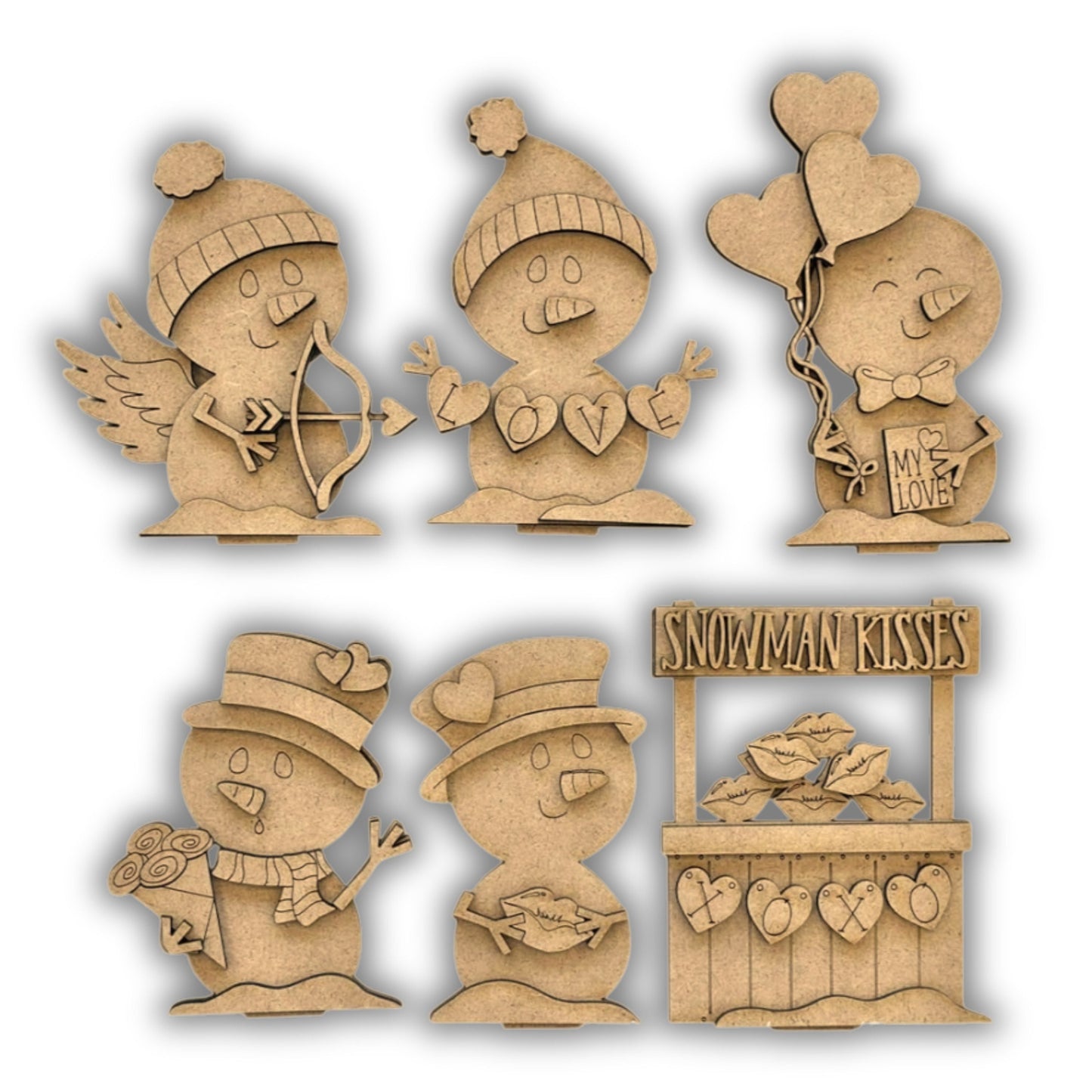 Pupazzi di neve San Valentino con piedistallo Out of the Wood