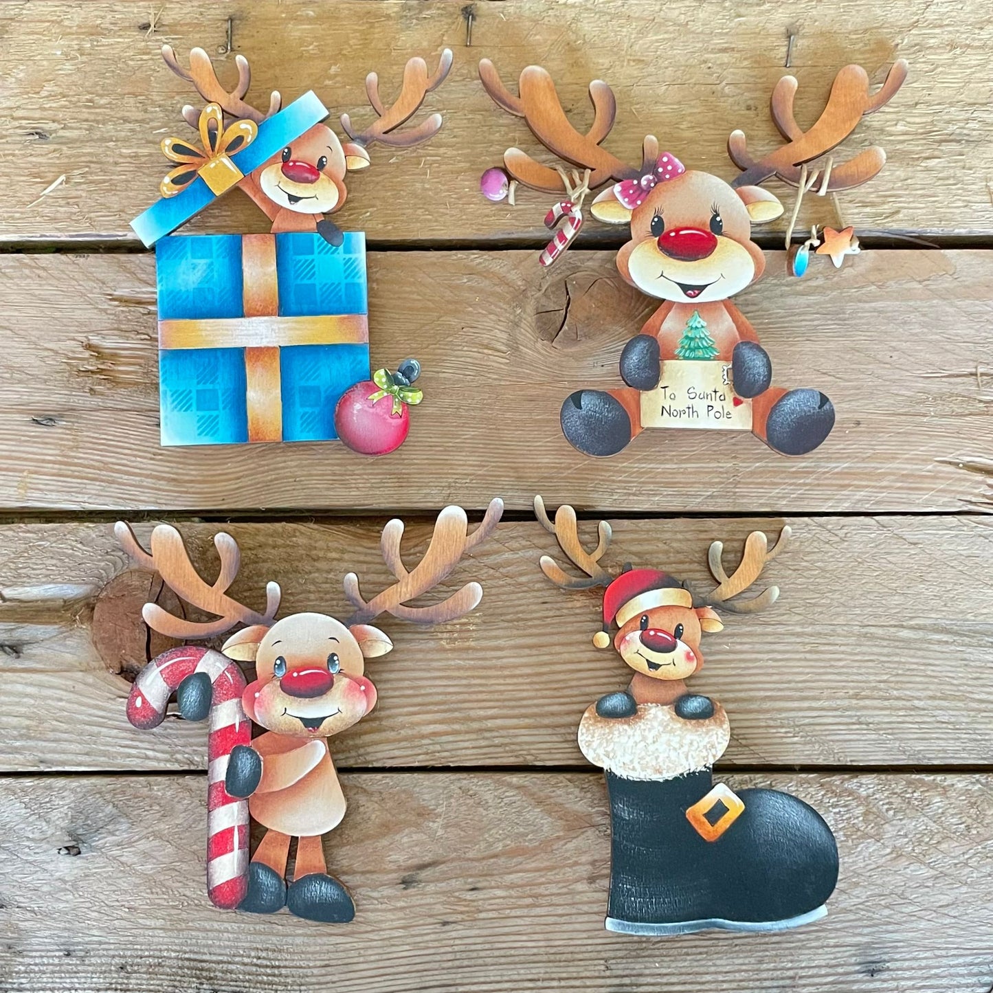 Set 4 renne natale ornament albero Out of the Wood