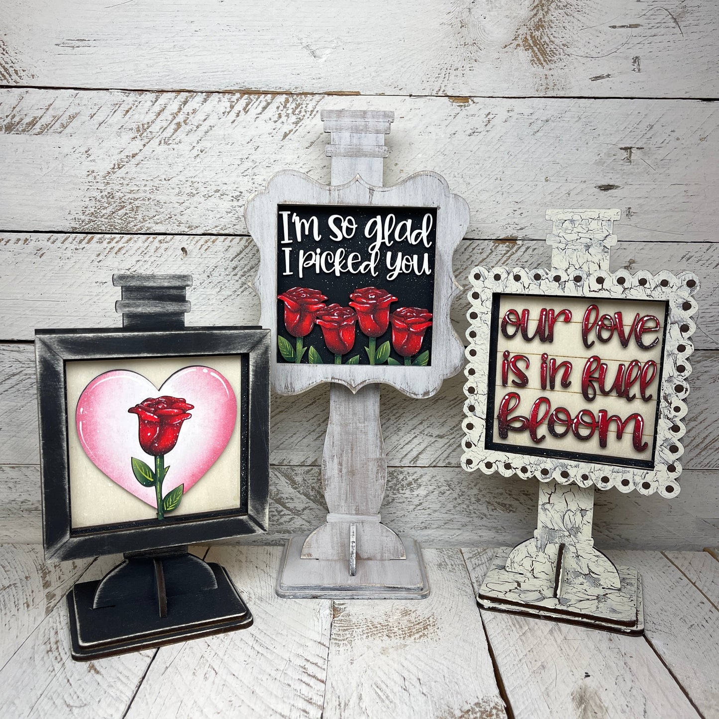 Set rose San Valentino inserto quadrati grandi 10x10 Out of the Wood