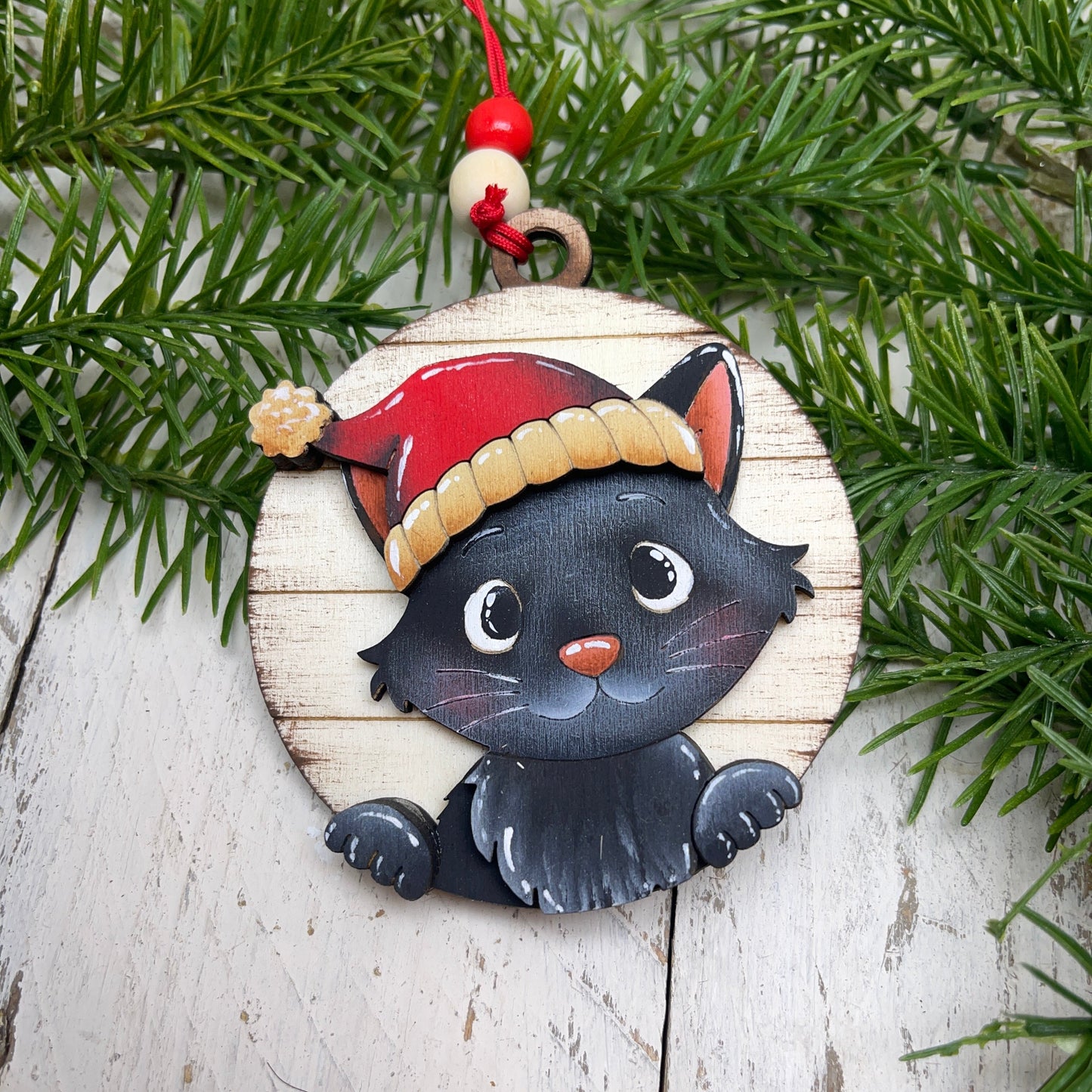 Ornament Sweet Christmas kitty Out of the Wood