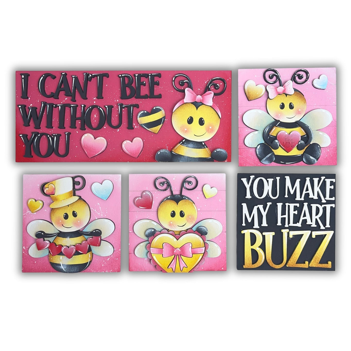 Set api San Valentino inserto quadrati grandi 10x10 Out of the Wood