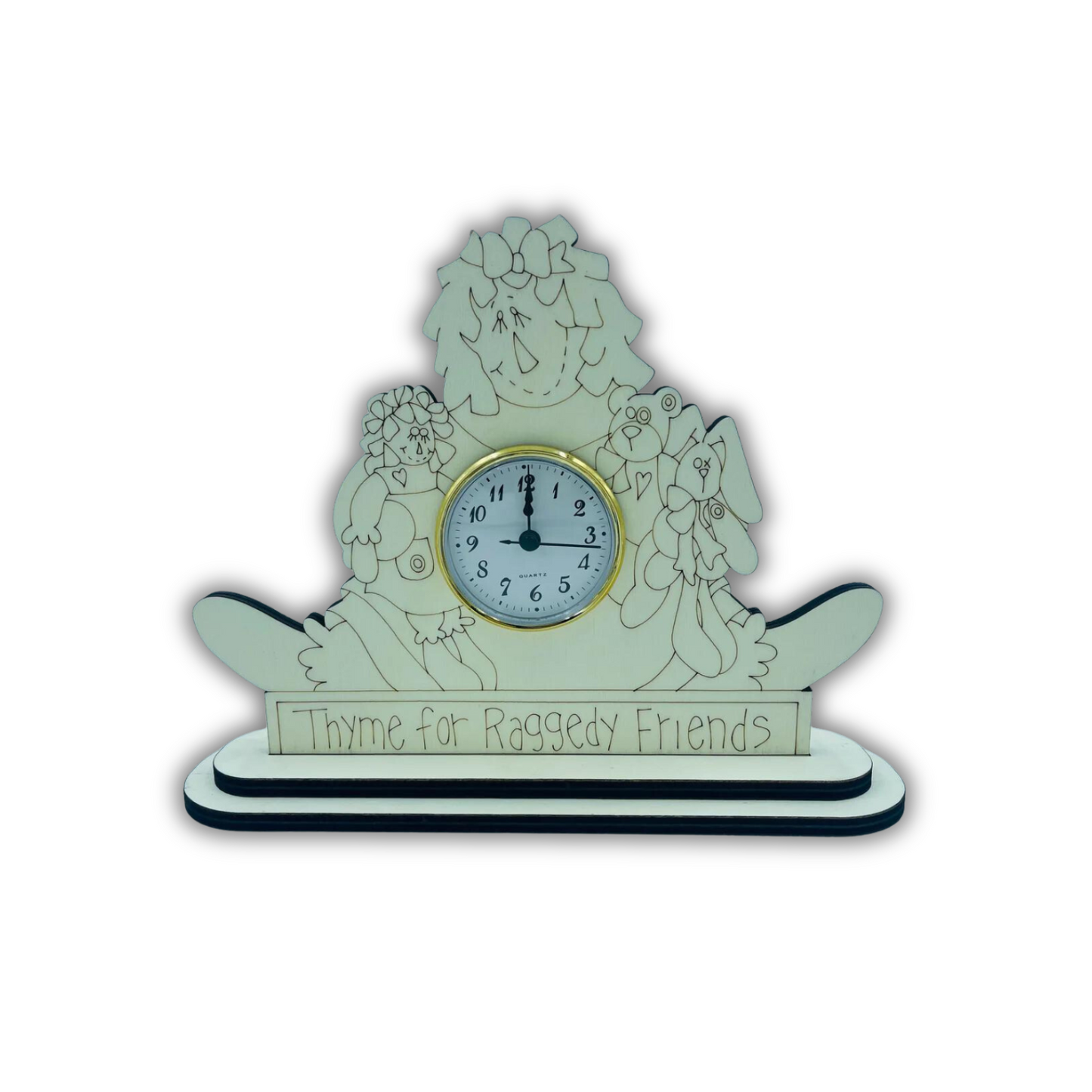 Raggedy friends clock Out of the Wood