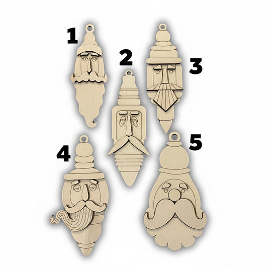 Santa face ornament primitive Out of the Wood