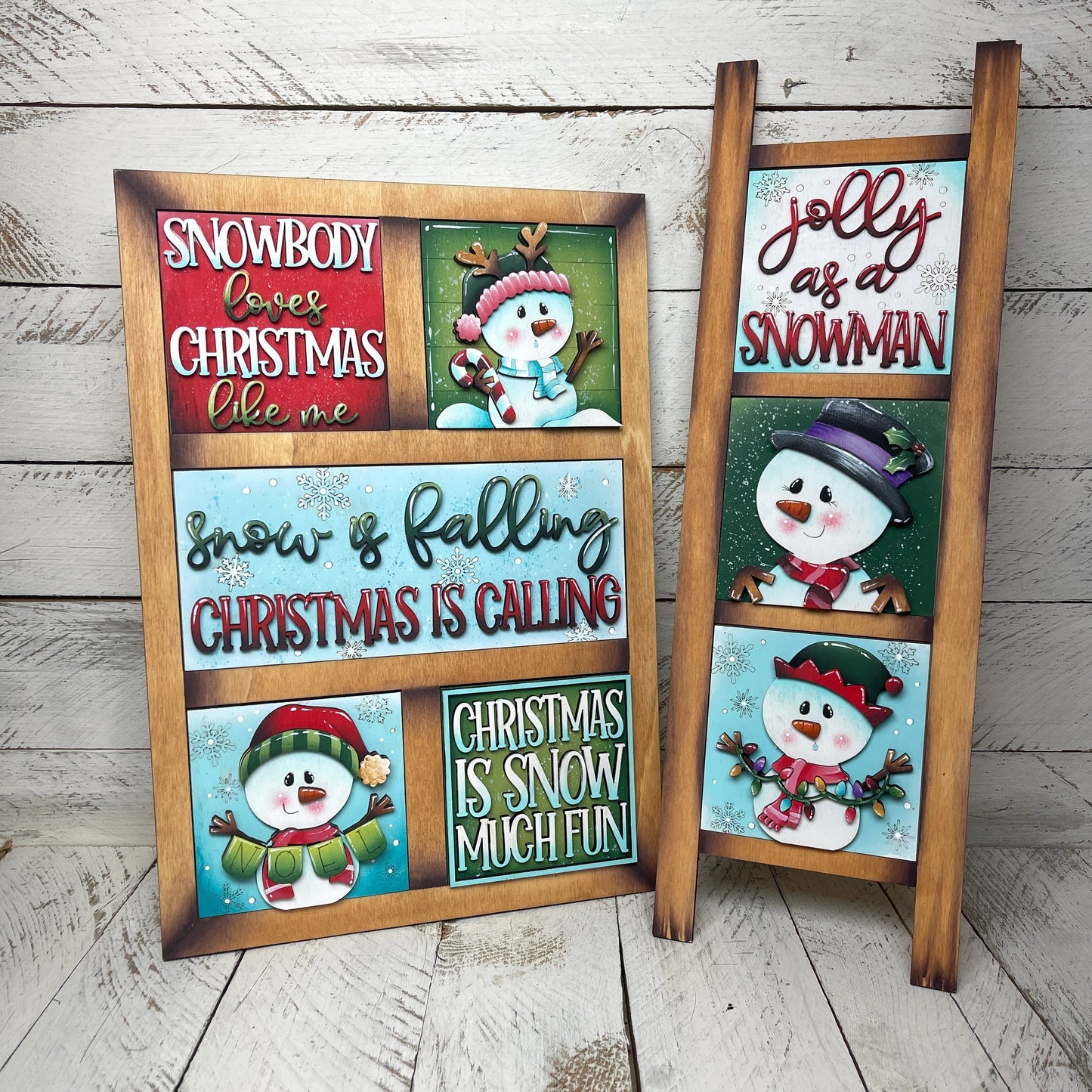 Set pupazzi di neve natalizi inserti quadrati grandi 10x10 Out of the Wood