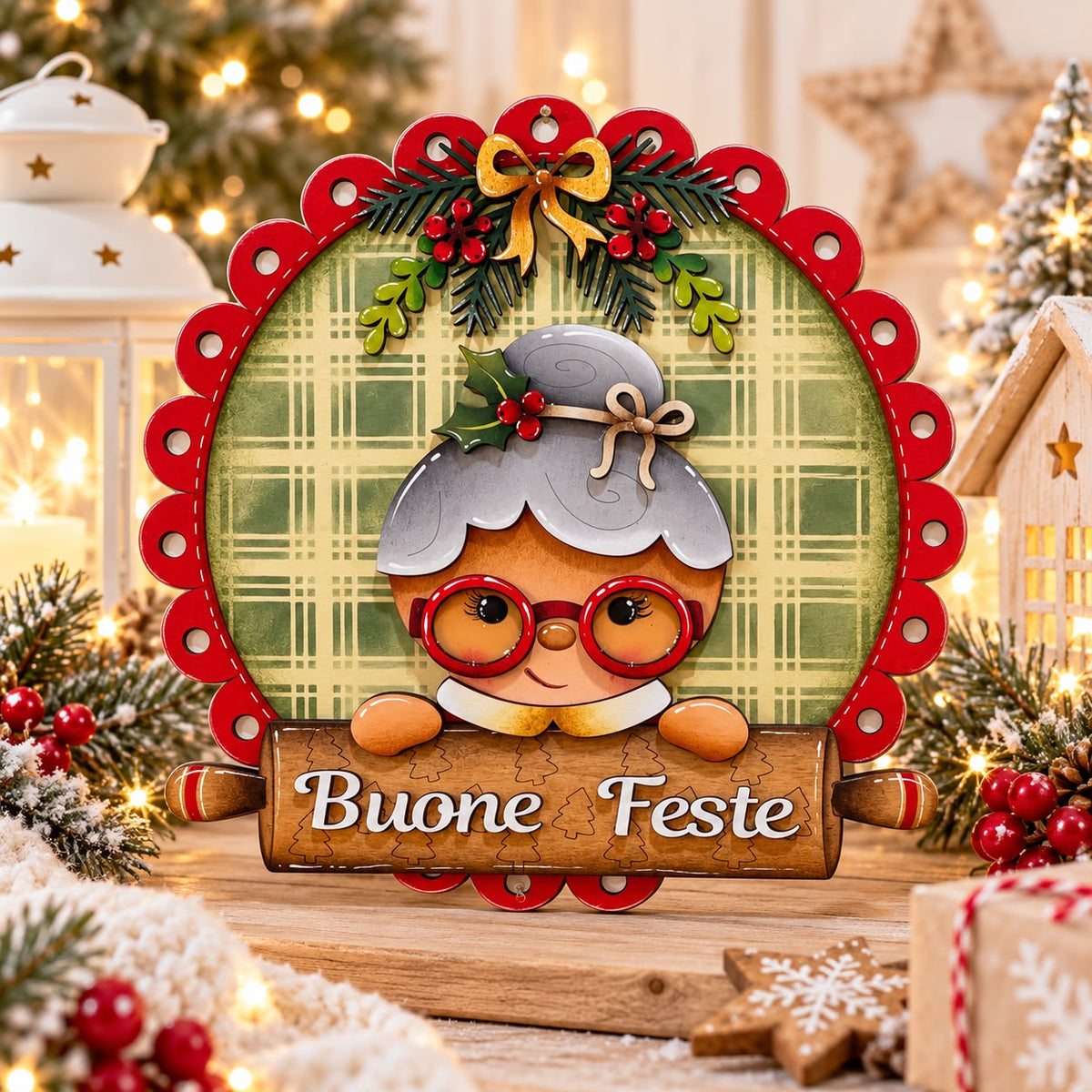 Fuoriporta Mrs claus con mattarello Out of the Wood