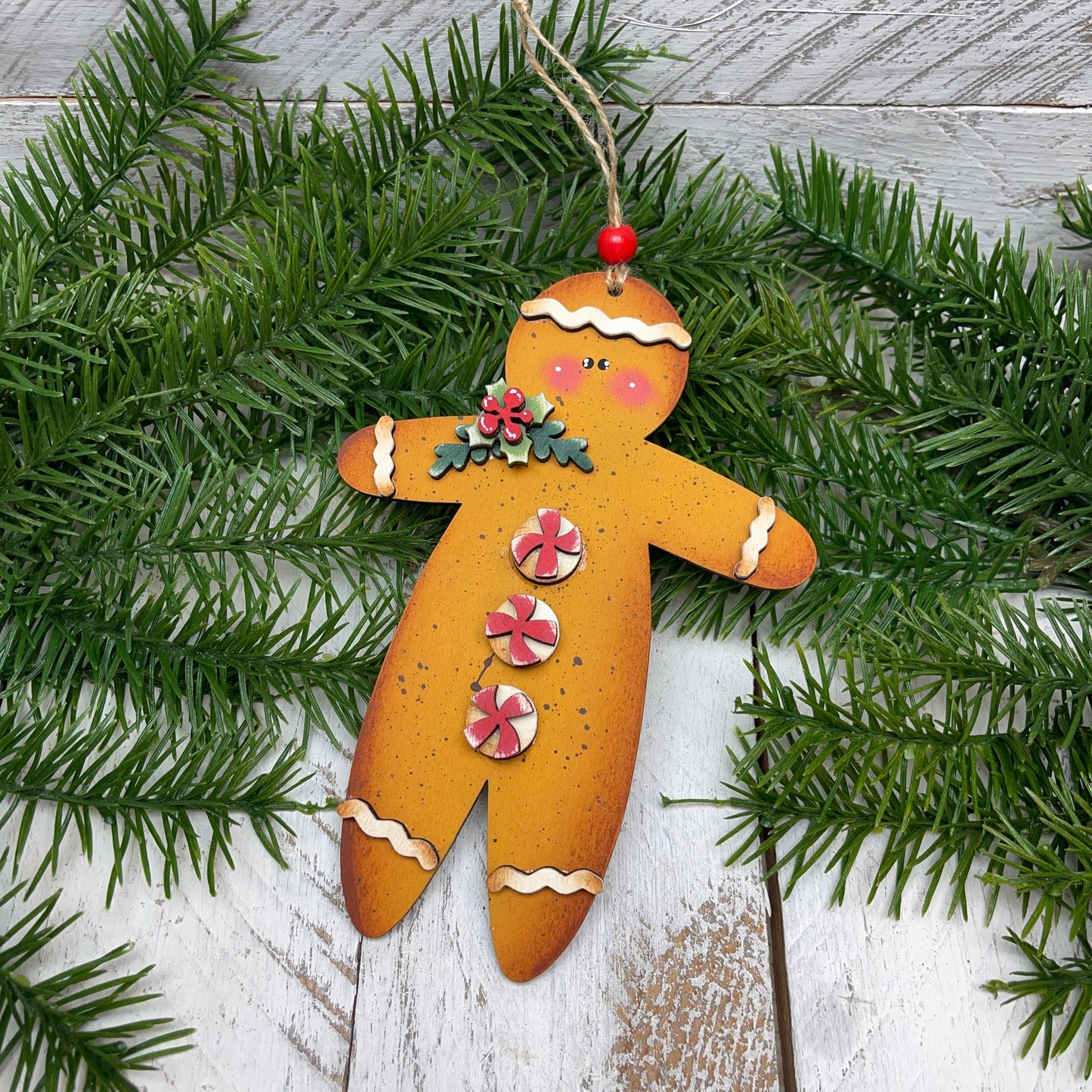 Primitive ginger ornament trio Out of the Wood