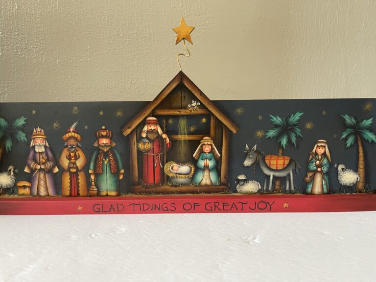 CARTAMODELLO -pattern -“Glad tidings Nativity” by Maxine Thomas Out of the Wood