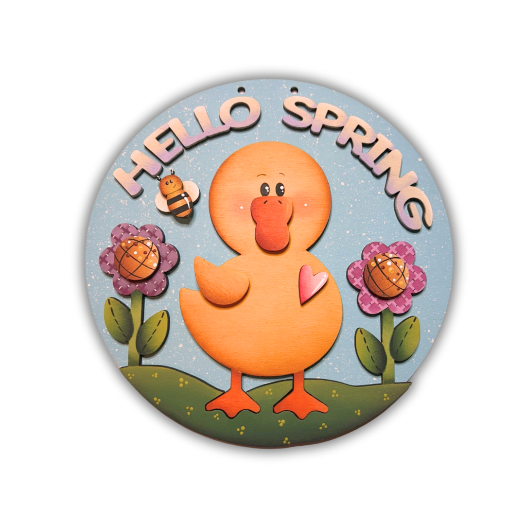 Fuoriporta tondo Hello spring anatra Out of the Wood