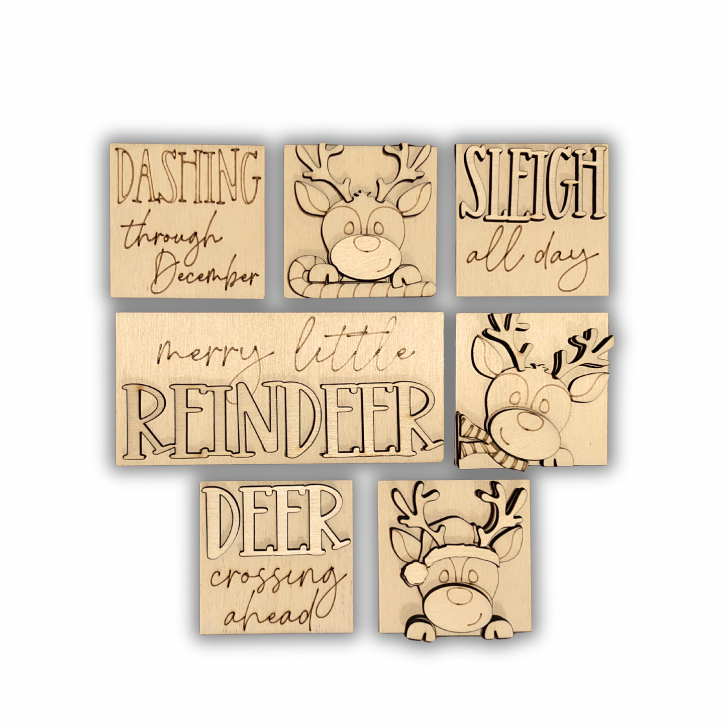 Set renne natalizie inserti quadrati piccoli 6x6 Out of the Wood