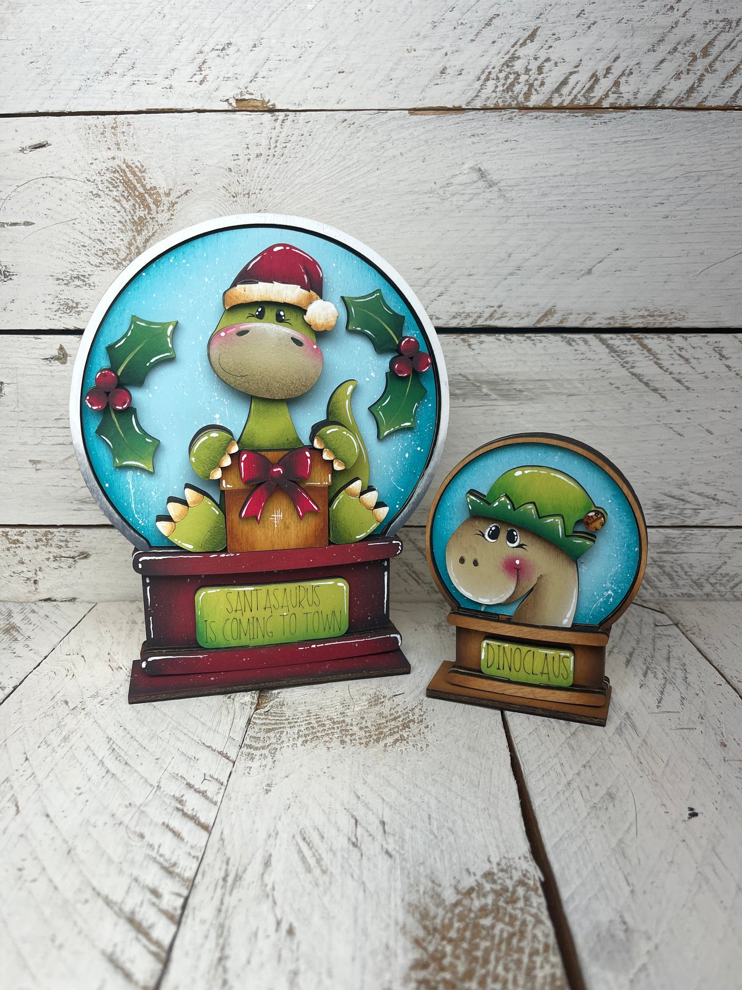 Sagoma Dinosauro natalizio per Snow globe intercambiabile Out of the Wood