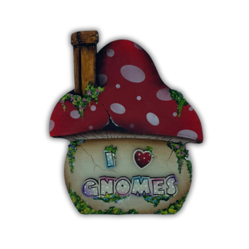Portapennelli/ brush holder “I love Gnomes” Out of the Wood