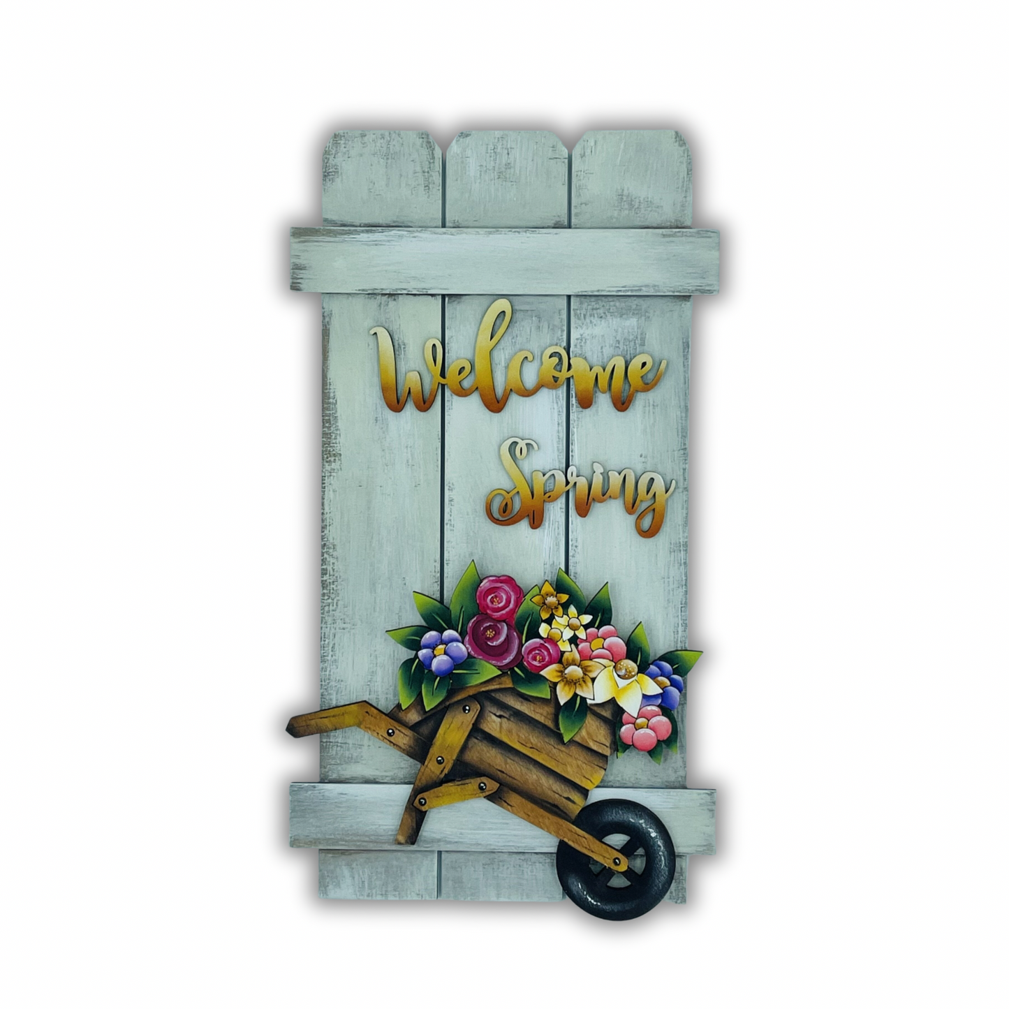 Carretto di fiori su steccato Out of the Wood