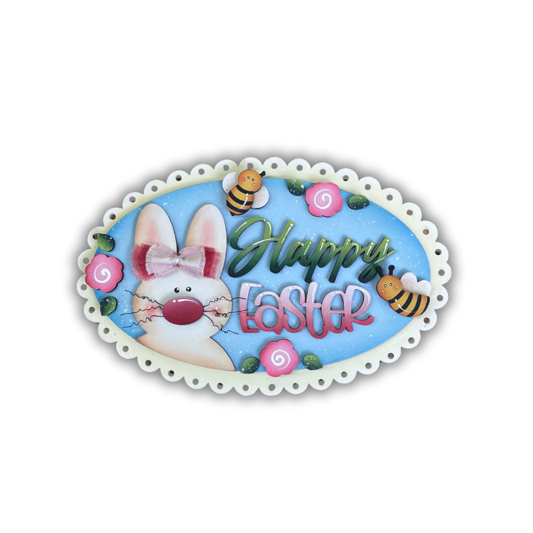 Fuoriporta ovale scalop Happy Easter Out of the Wood