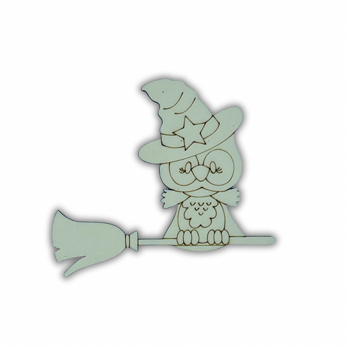 Gufetto Halloween con scopa Out of the Wood