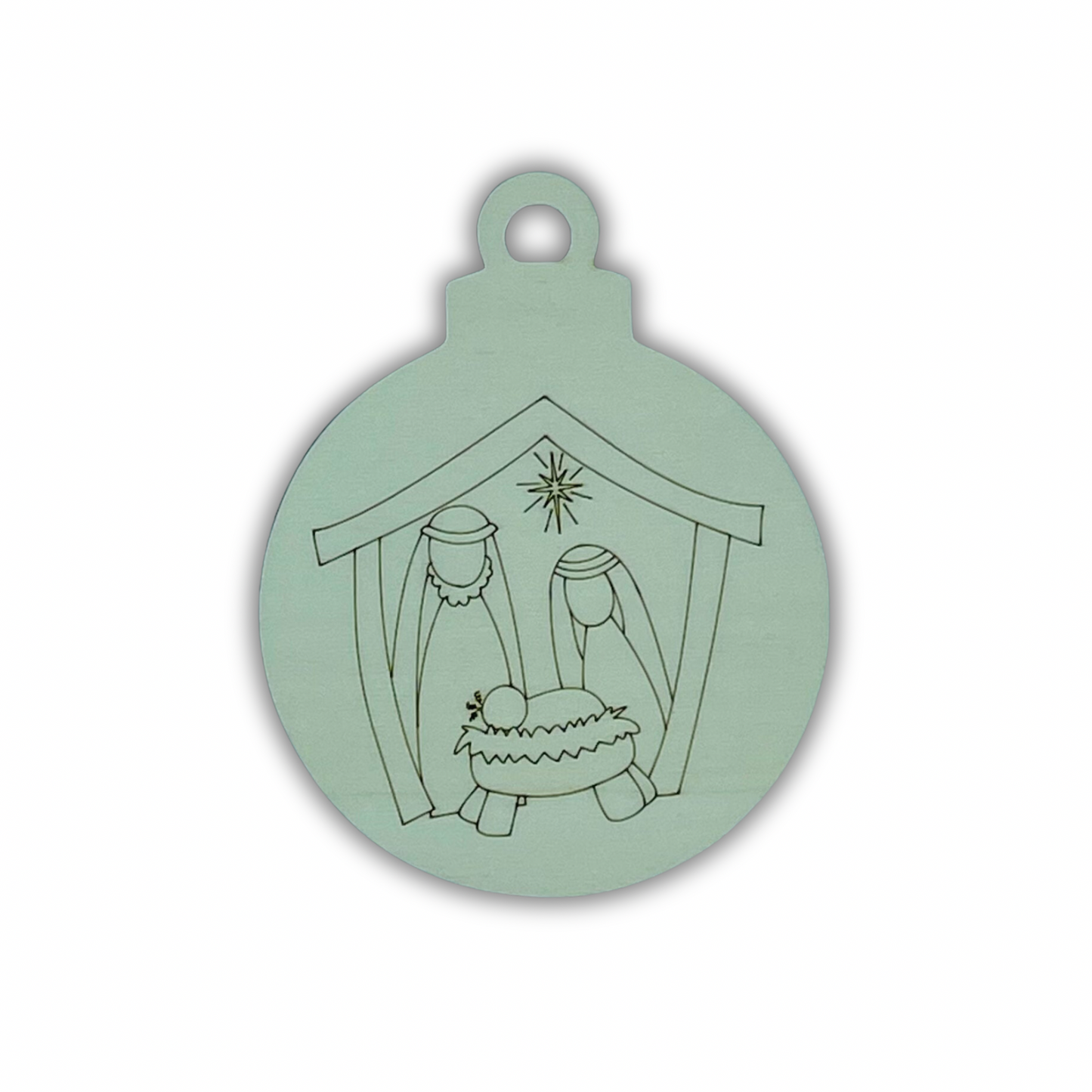 Ornament natività casetta Out of the Wood