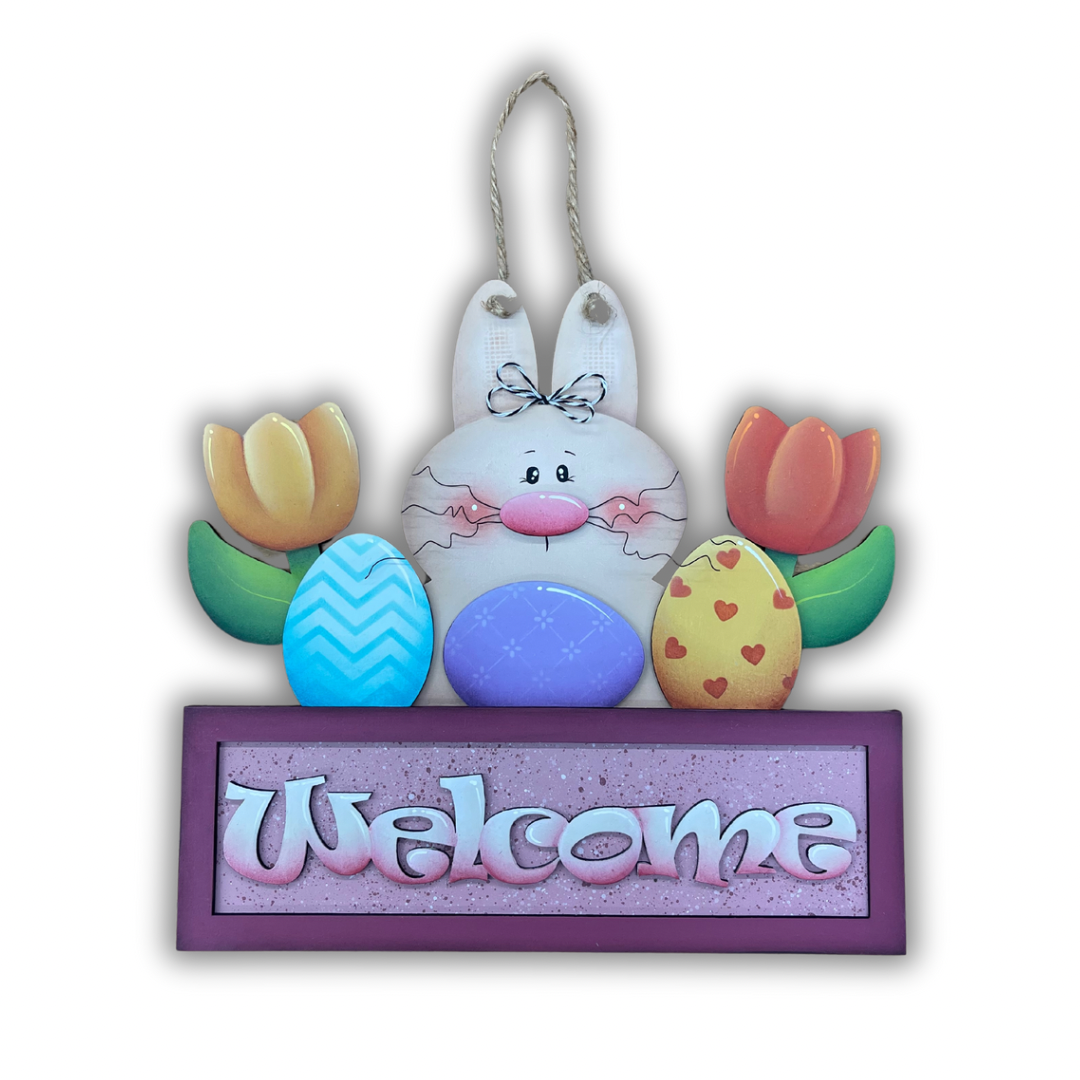 Coniglio con uova e tulipani Welcome Out of the Wood