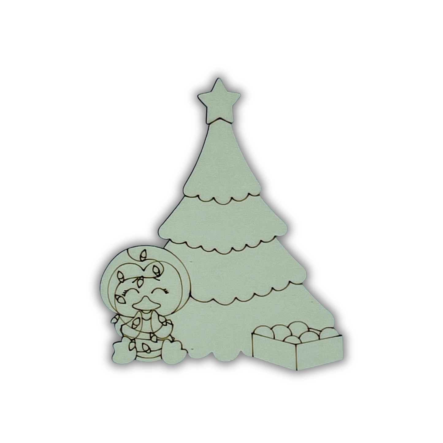 Pinguino con albero di Natale Out of the Wood