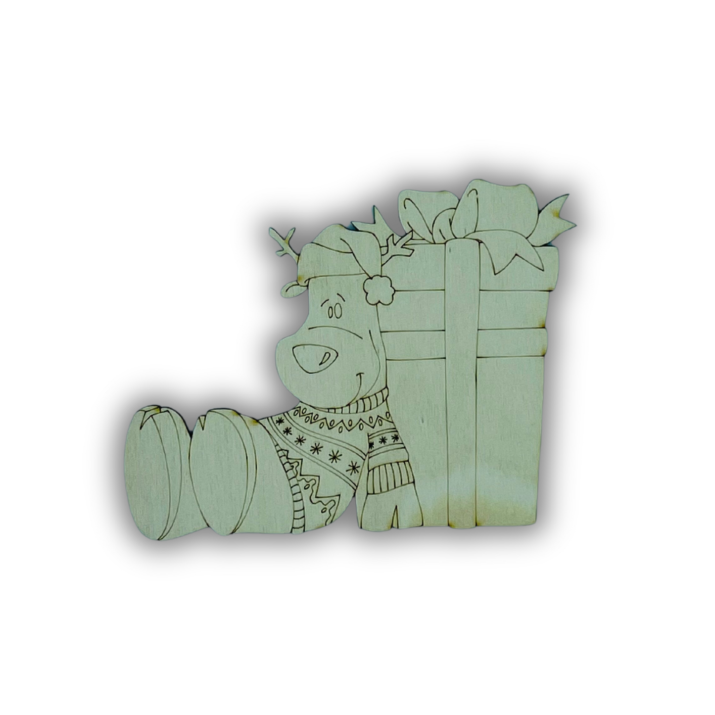 Renna con paccone regalo Out of the Wood
