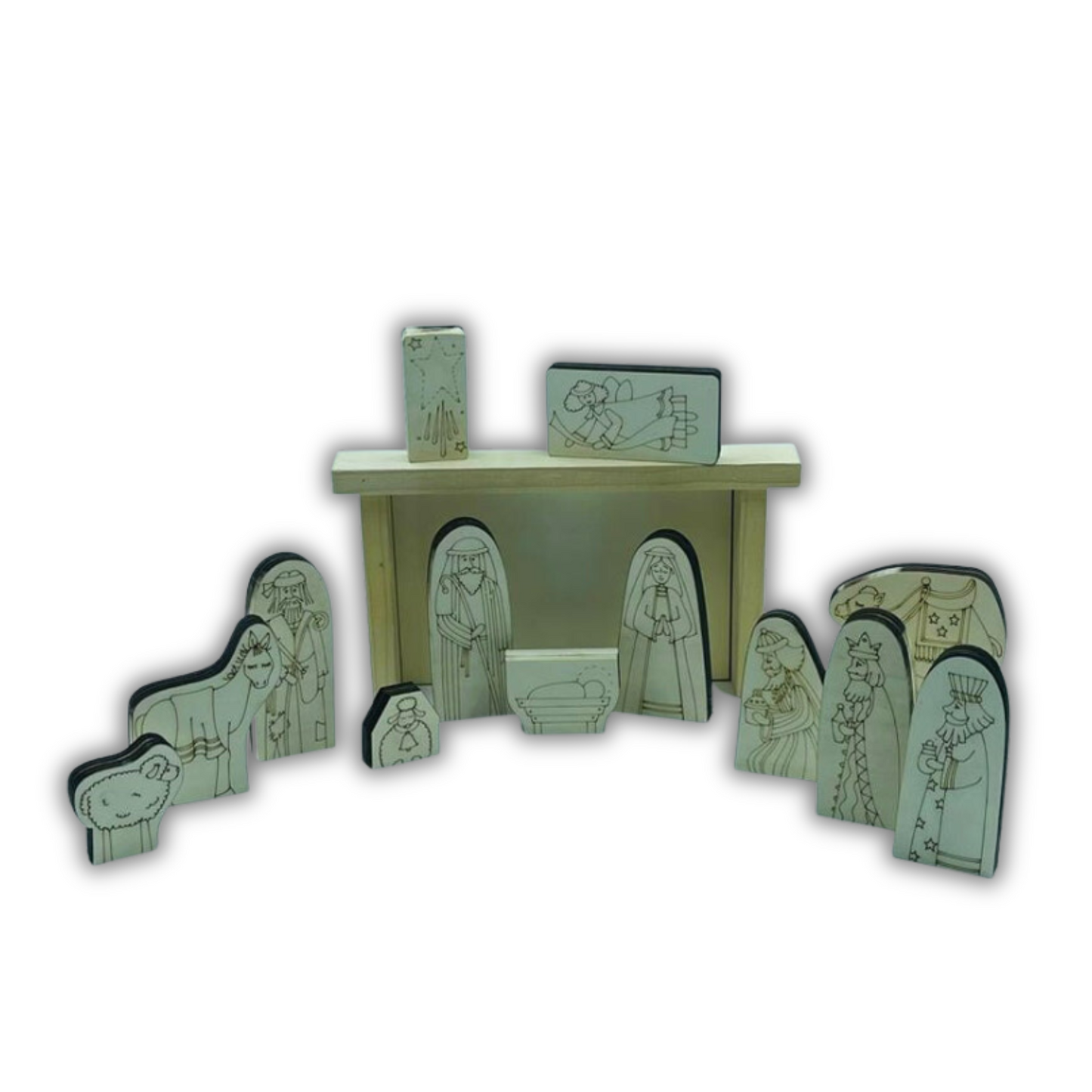 Rustic Nativity set by Maxine Thomas Out of the Wood