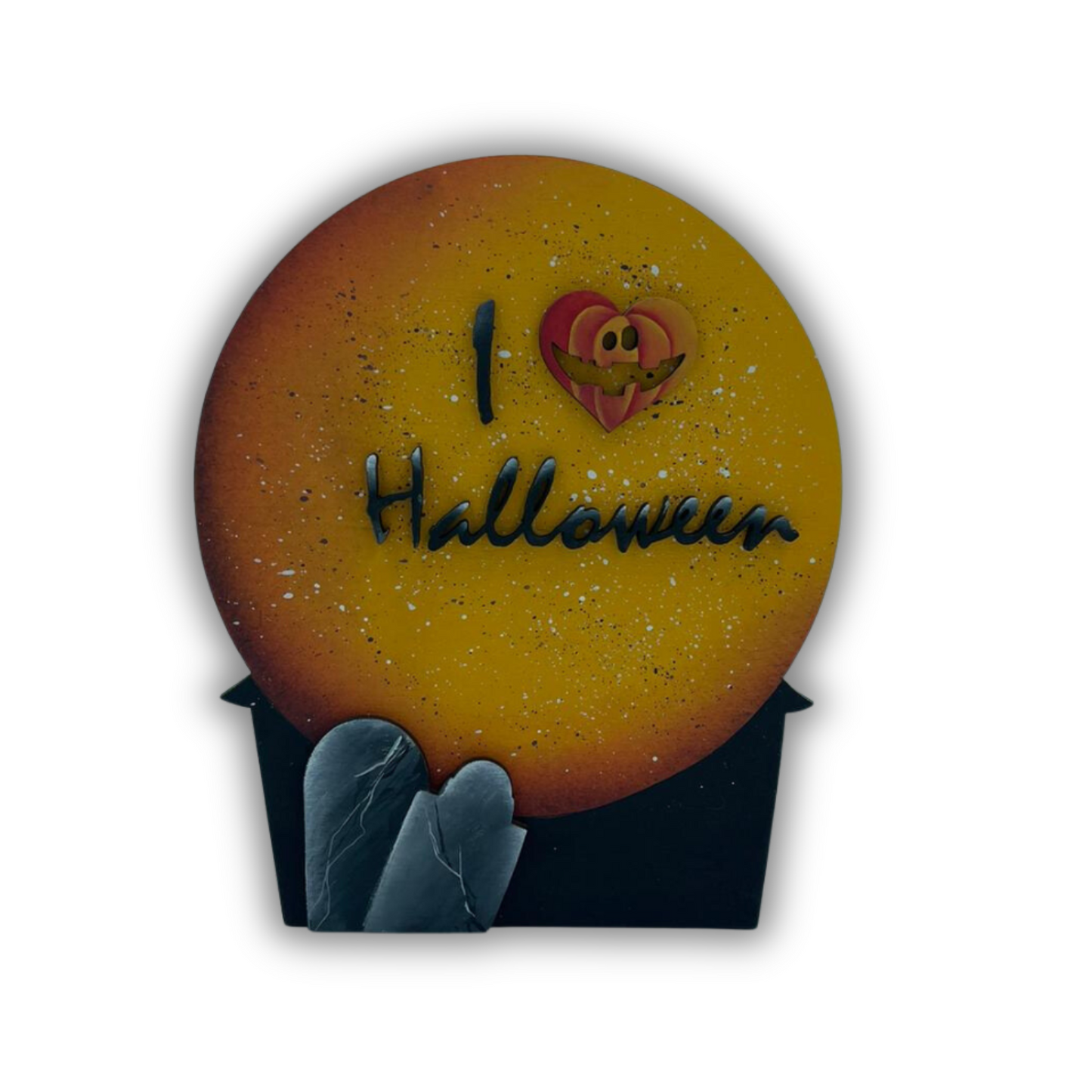 Portapennelli/ brush holder “I love Halloween” Out of the Wood