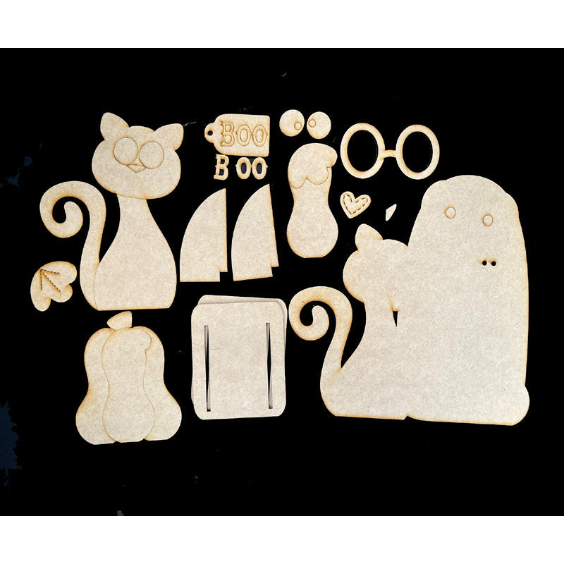 Boo nerdy ghost and cat Out of the Wood