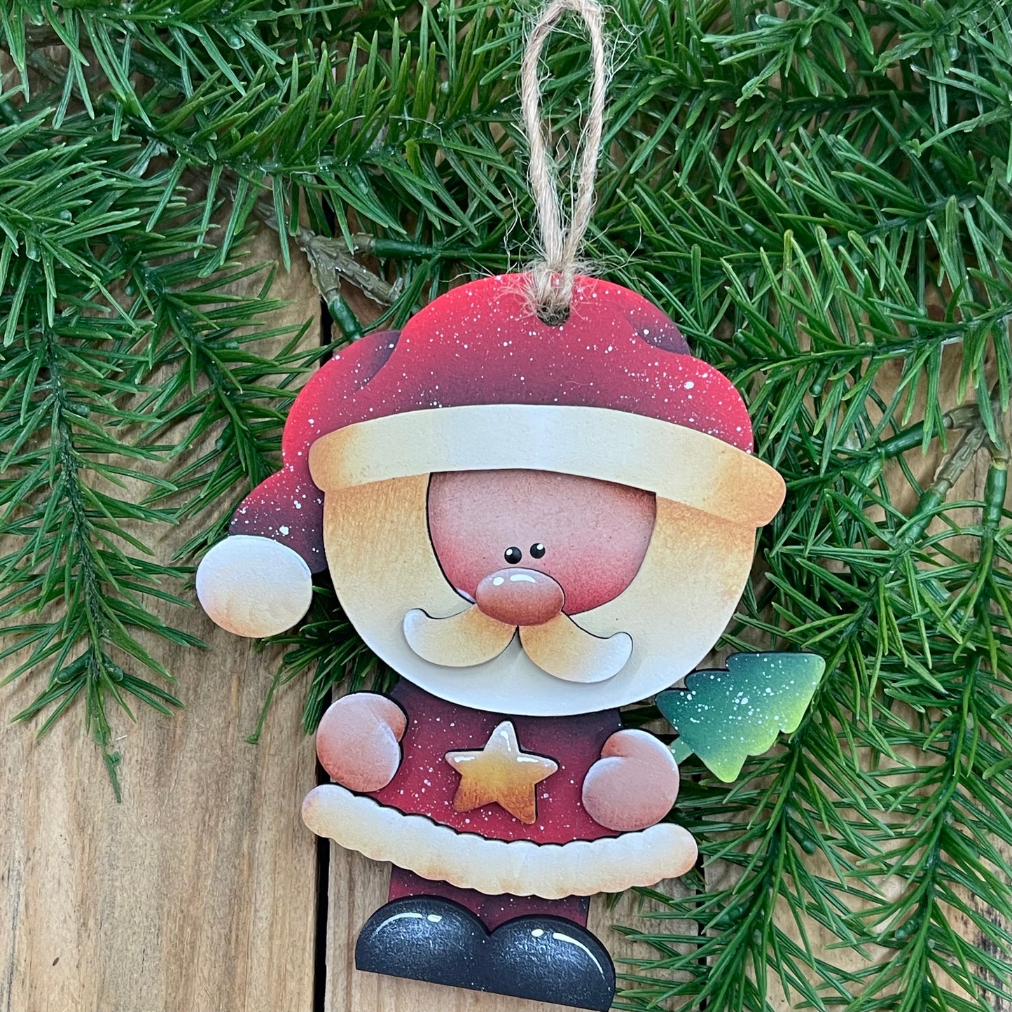 Santa with pine ornamnet Out of the Wood