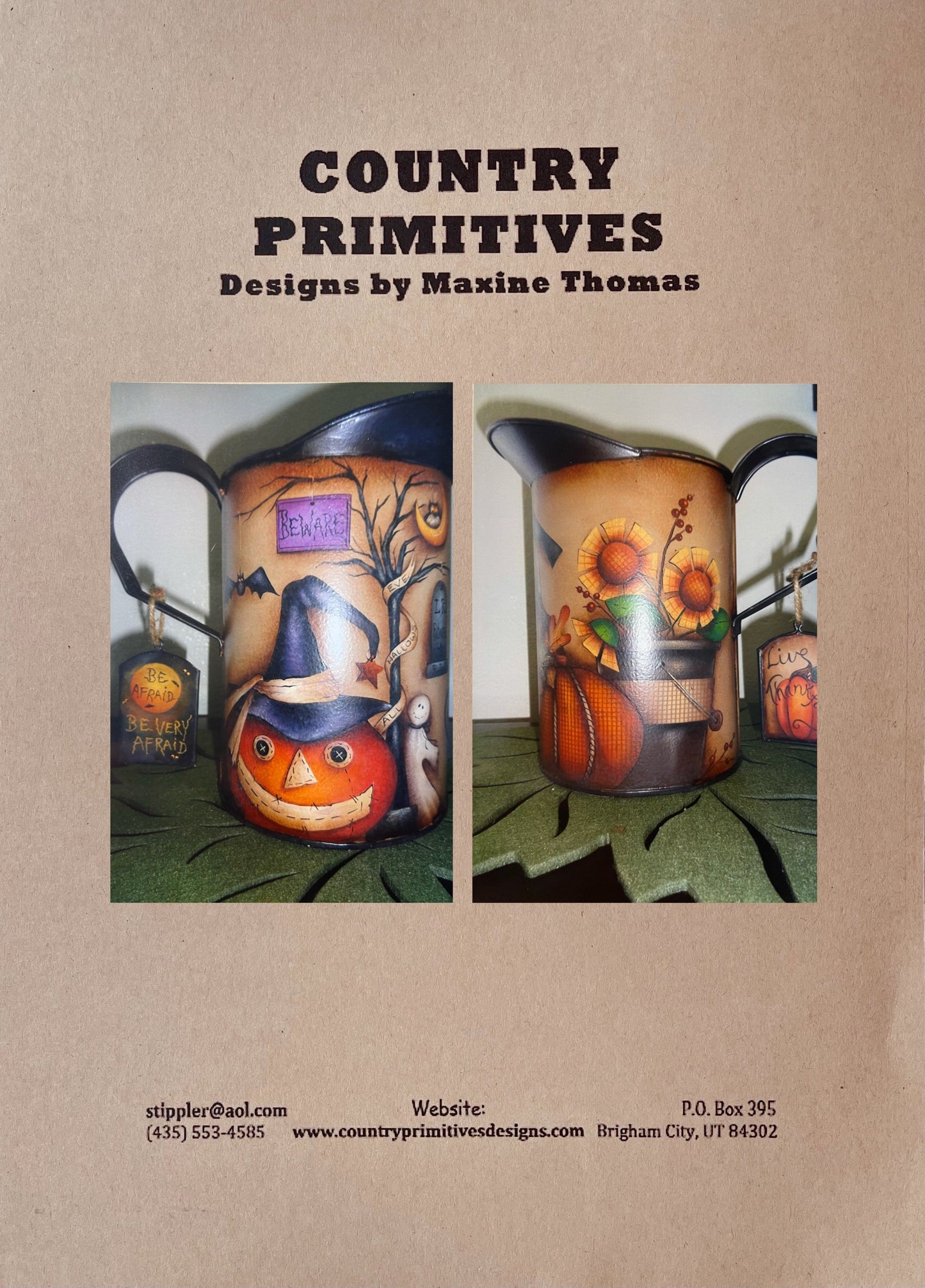 CARTAMODELLO -Pattern-“Hallowen /fall pitcher” ( with ornament)” by Maxine Thomas - Out of the Wood