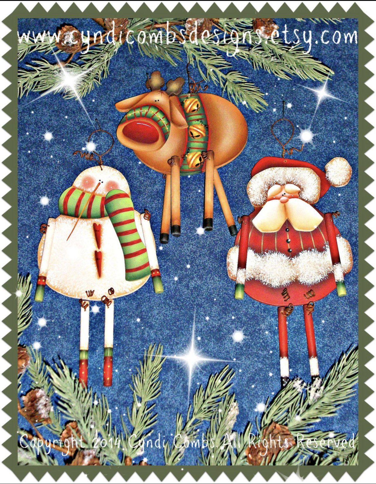 Kit 3 pz Christmas danglers ornaments (sagome in legno) - Out of the Wood