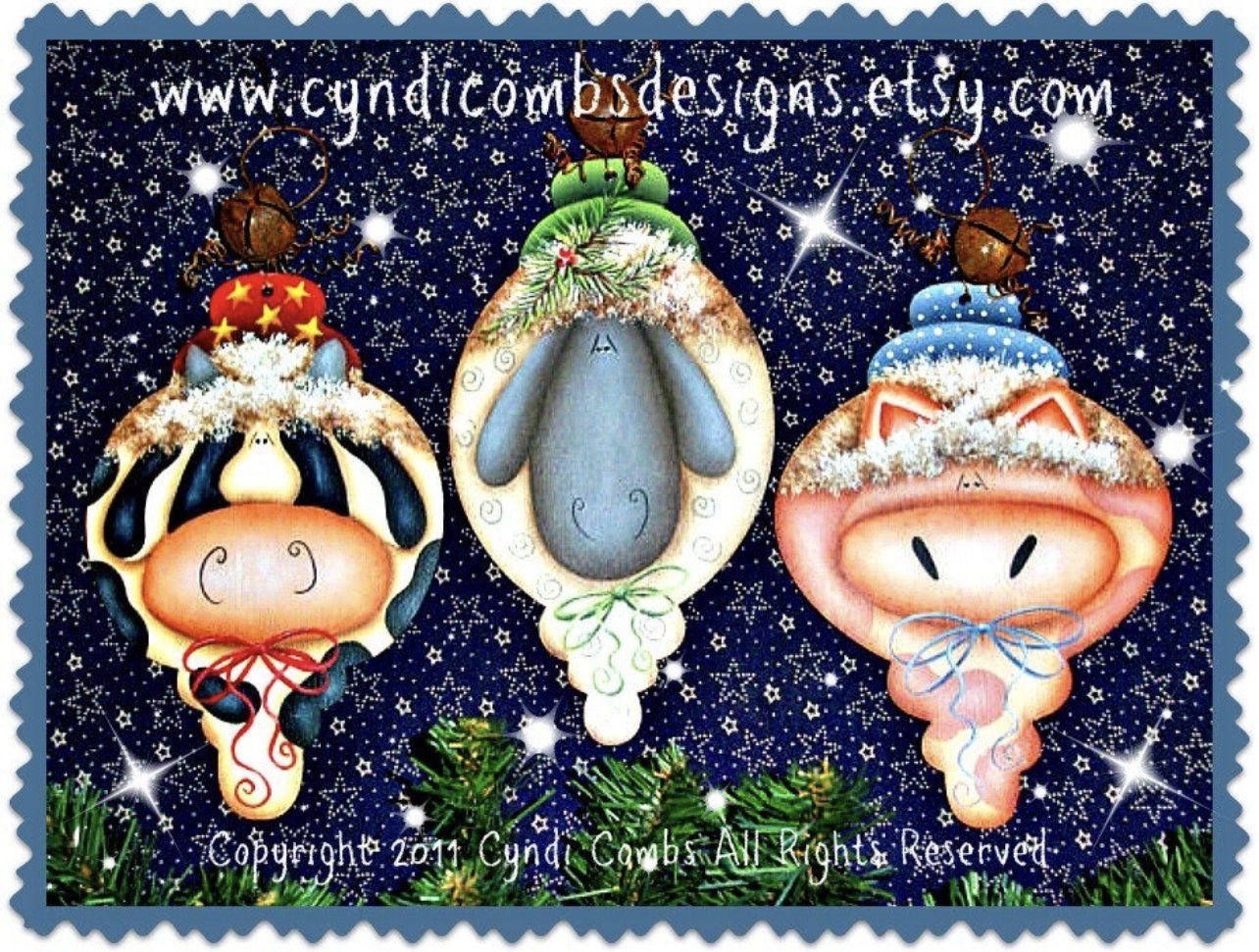 Kit 3 pz Frosty farm friends ornaments (sagome in legno) - Out of the Wood