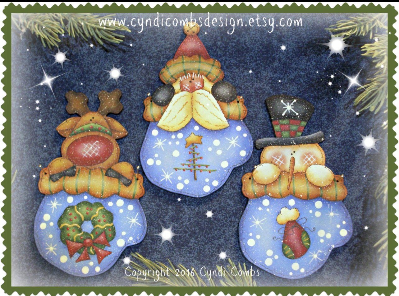 Kit 3 pz Merry mittens ornaments (sagome in legno) - Out of the Wood