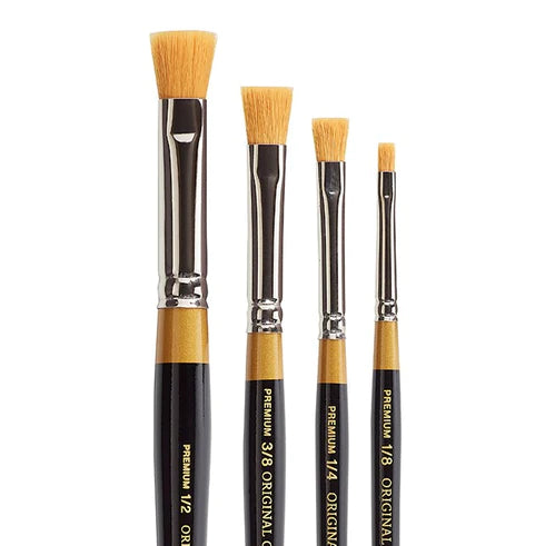 KINGART® Original Gold® 9875 Wavy Specialty Stippler Series, Premium Golden Taklon Multimedia Artist Brushes Out of the Wood