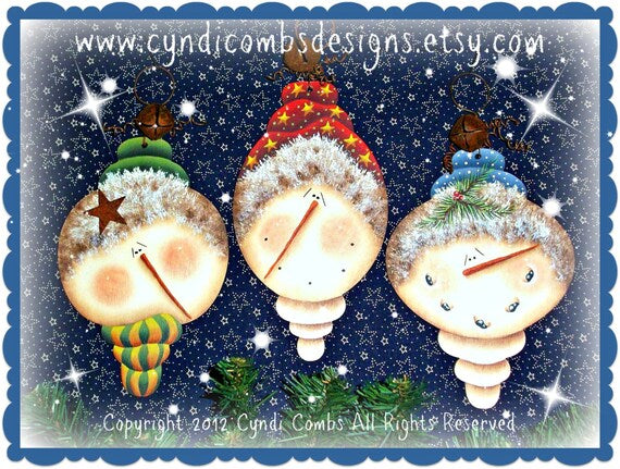 Kit 3 pz Frezzin Frostys snowman ornaments (sagome in legno) Out of the Wood