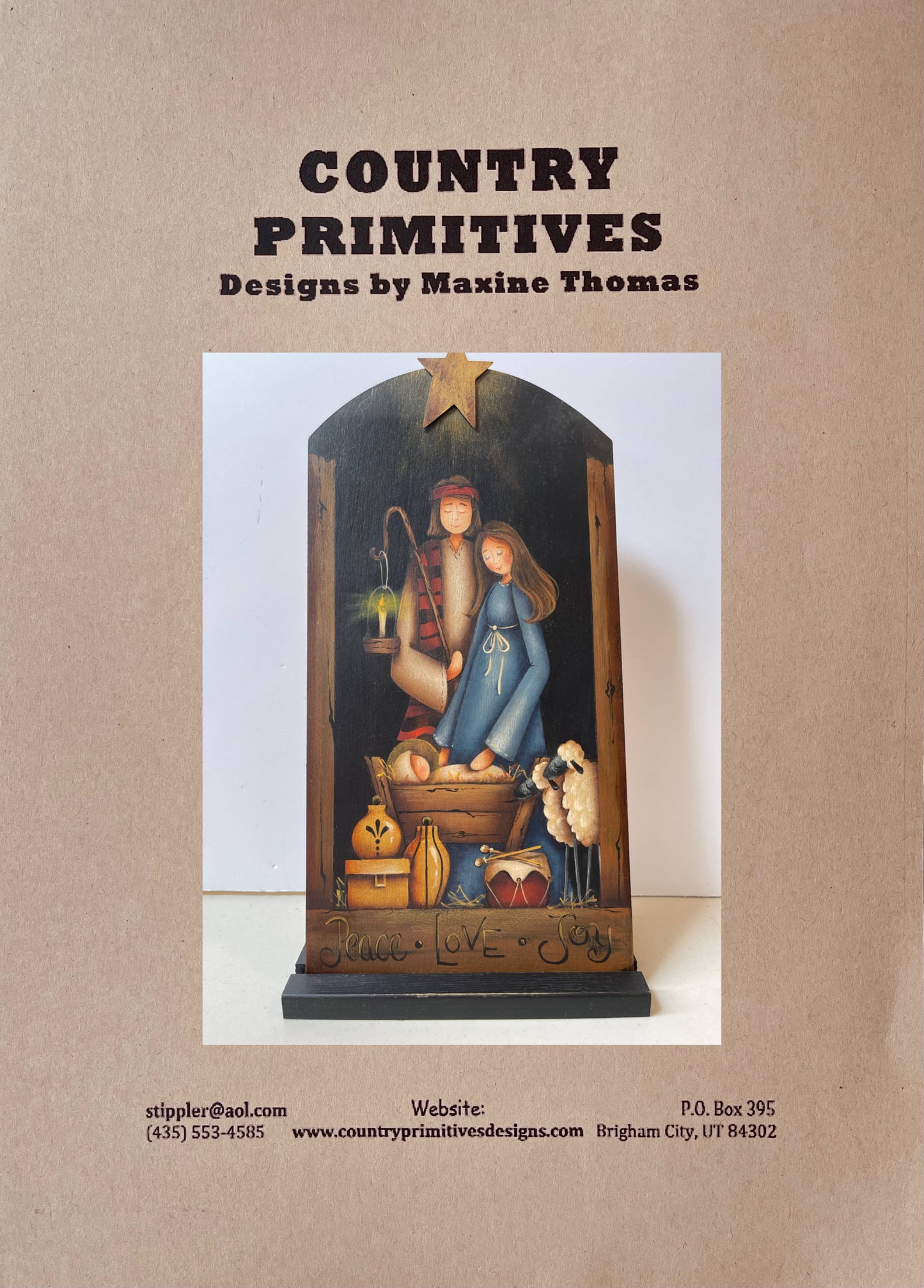 Supporto Capanna Folk art nativity+ pattern “ by Maxine Thomas Out of the Wood