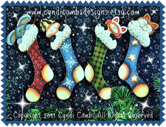 Kit 4 pz Stocking stuffers ornaments (sagome in legno) Out of the Wood