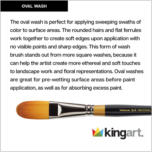 KINGART® Original Gold® 9600 Oval Wash Series, Premium Golden Taklon Multimedia Artist Brushes Out of the Wood