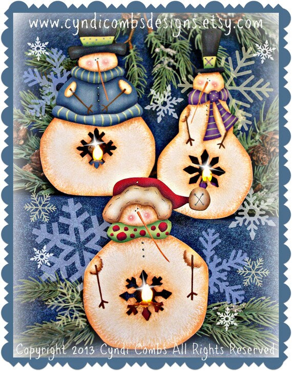 Kit 3 pz Snowie twinkles tea light ornaments (sagome in legno) Out of the Wood