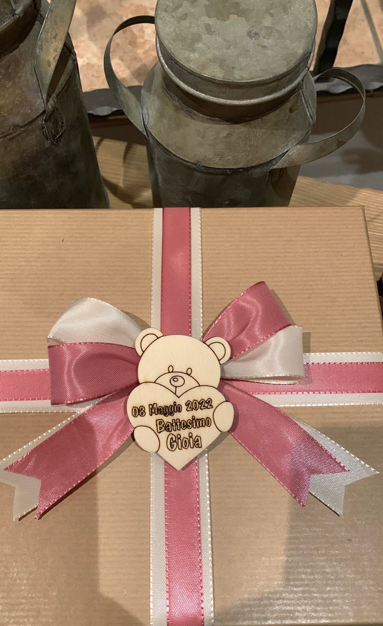 Targhetta orso con cuore personalizzabile - Out of the Wood
