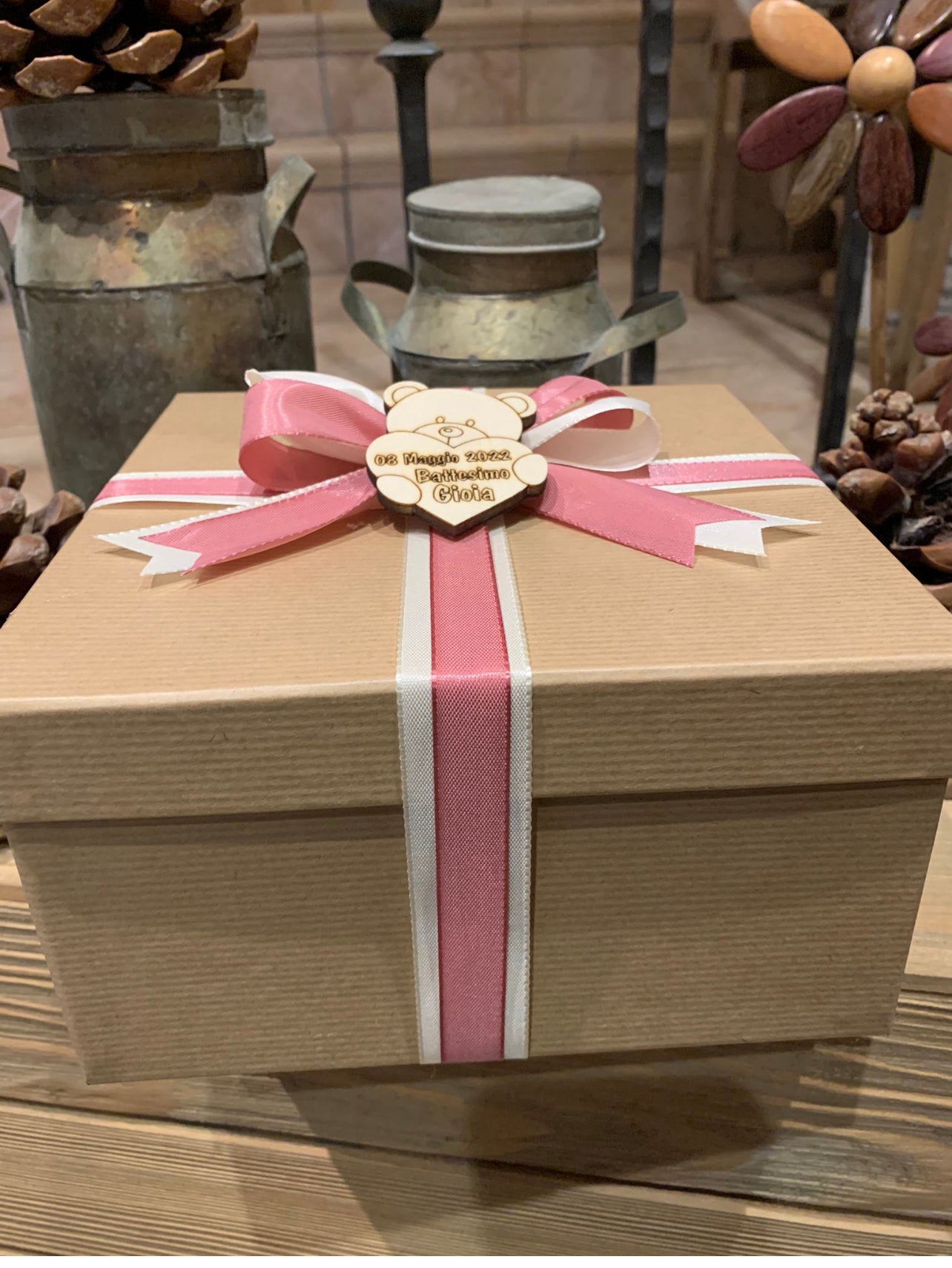 Targhetta orso con cuore personalizzabile - Out of the Wood
