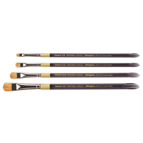KINGART® Original Gold® 9247 Crescent Filbert Synthetic Blend Series Premium Multimedia Artist Brushes Out of the Wood