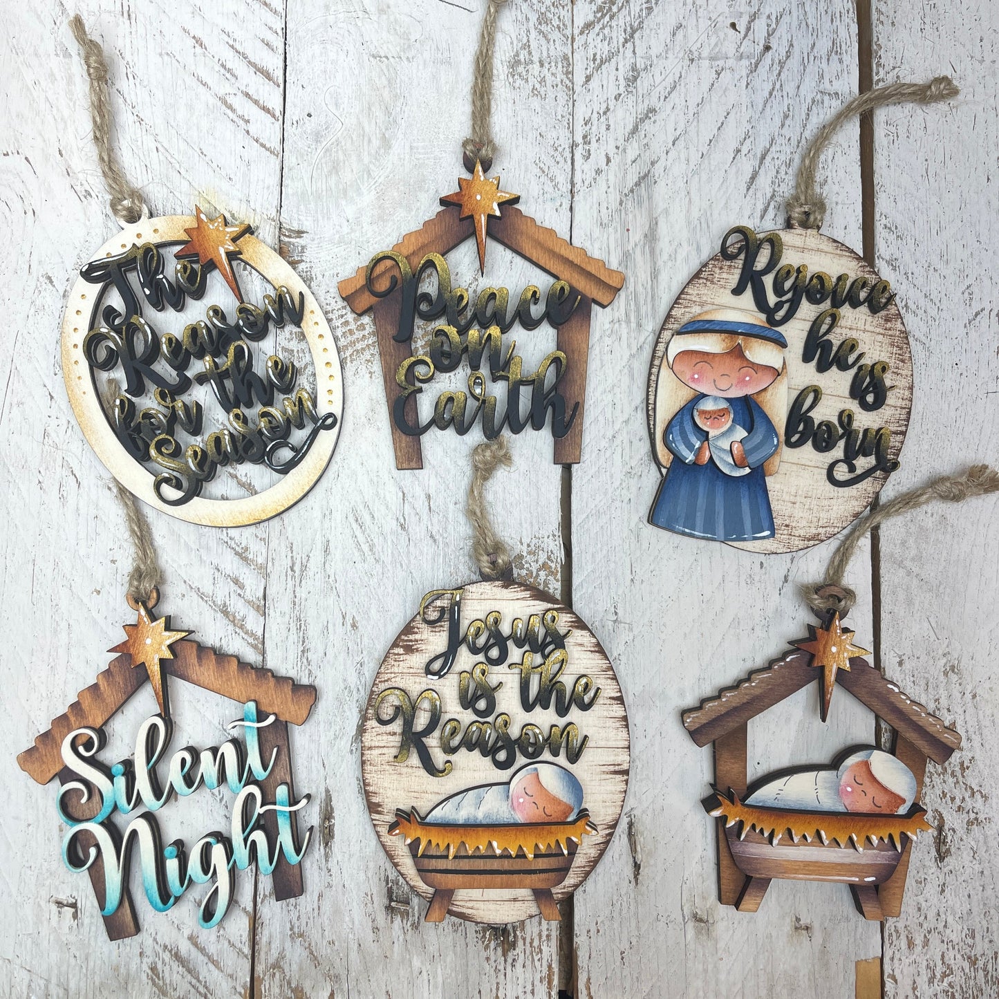 Sweet nativity ornament 2 Out of the Wood