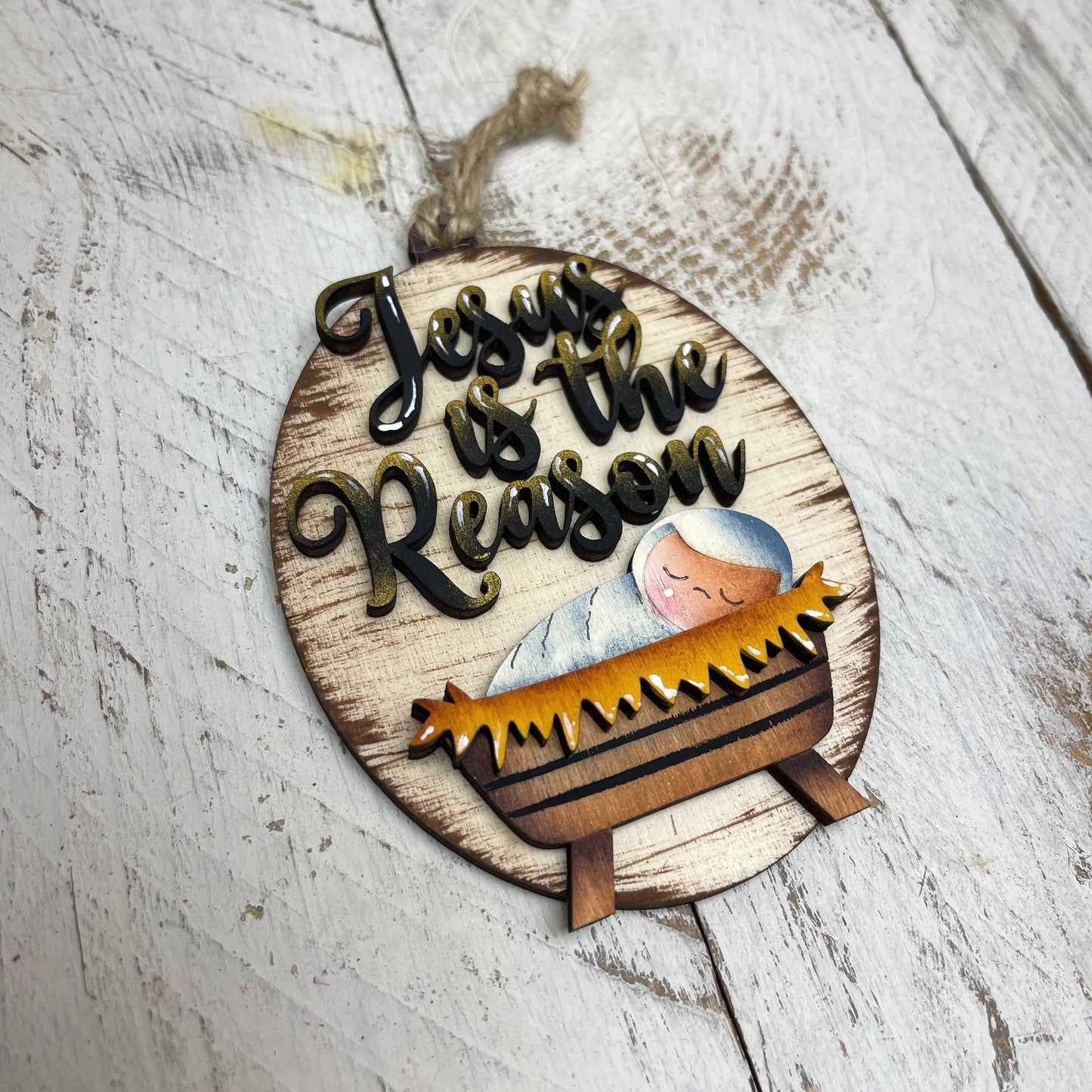 Sweet nativity ornament 2 Out of the Wood