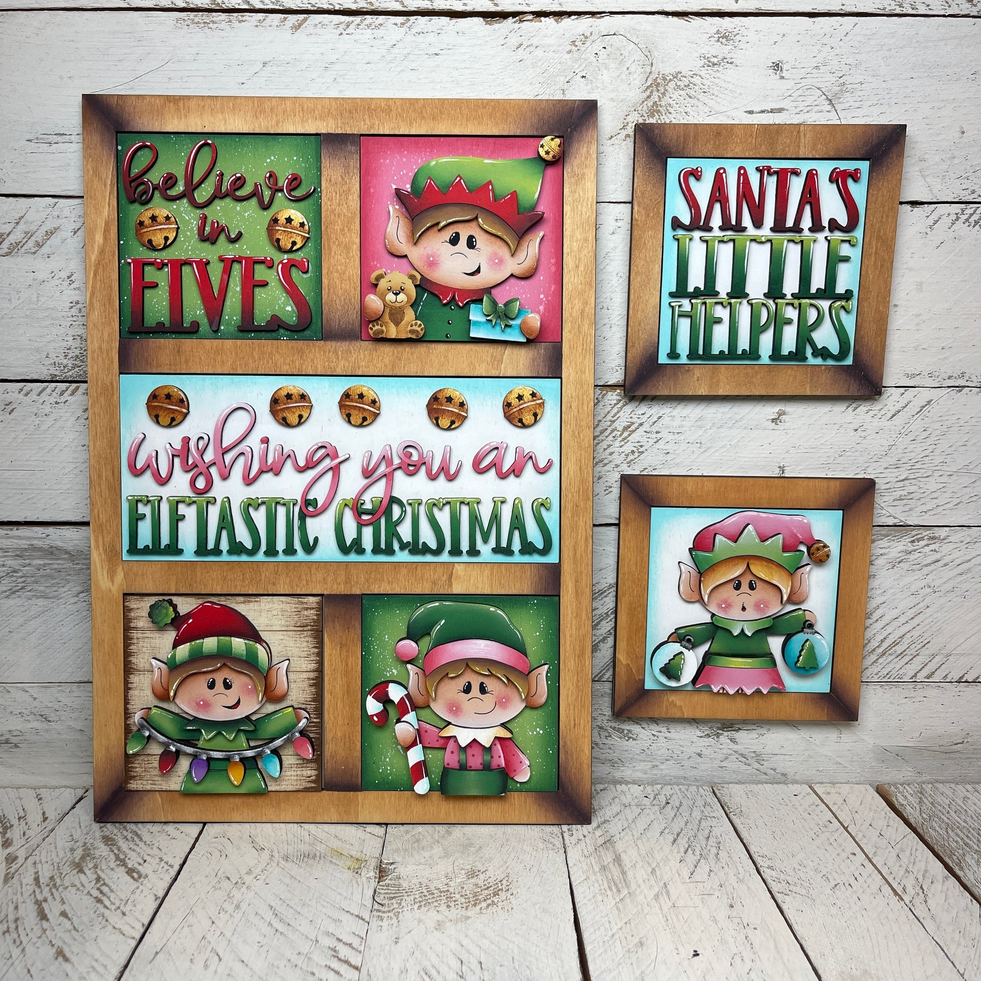 Set elfi natalizi inserti quadrati grandi 10x10 Out of the Wood