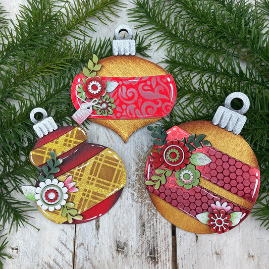 (Copia) Kit Christmas ball flower ornament Out of the Wood
