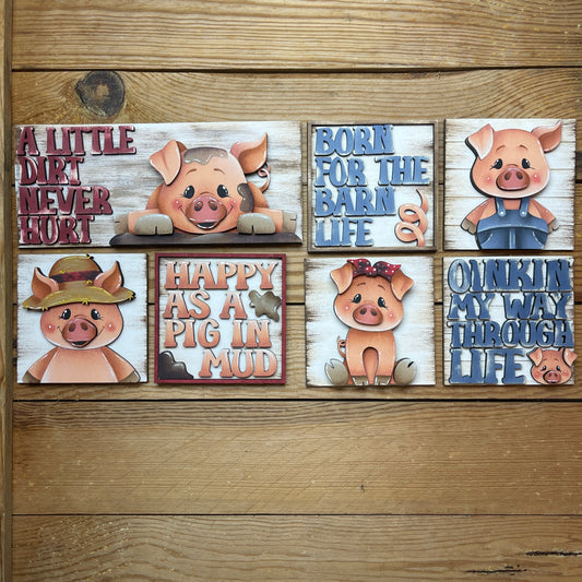 Set maiali inserto quadrati grandi 10x10 Out of the Wood