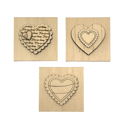 Set cuori  inserto quadrati grandi 10x10 Out of the Wood